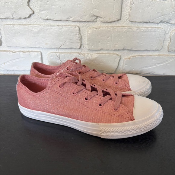 NWOT Converse All Star Pink Sparkly Lace Up Sneaker Junior Size 4, Women's 6 - Picture 3 of 8